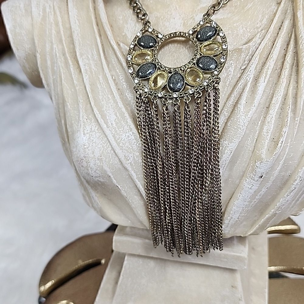 18" Fringed Metal Chain Necklace